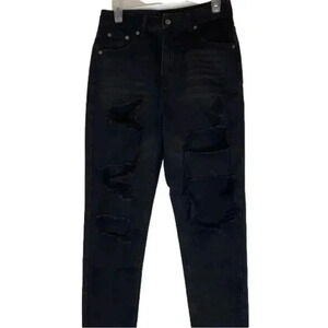 𝅺nasty Gal Denim Black Distressed Jeans USA Size 6